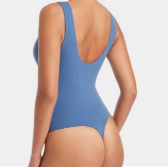 NWT Auden Luxe Stretch Boatneck Thong Bodysuit Black XS - Picture 10 of 10